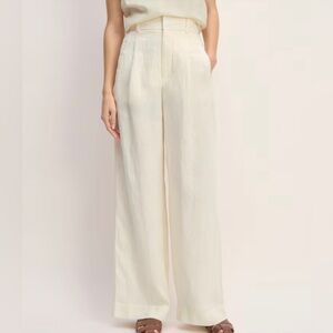 Everlane Linen Way-High Drape Pant - Size 4 Regular - Bone/Ivory - NEW W TAGS